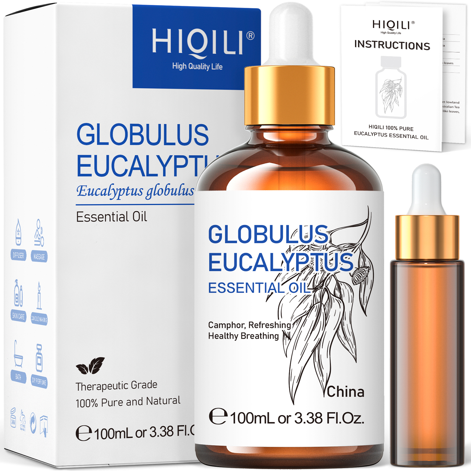 Sandalwood Perfume Oil - HIQILI 100ML Eucalyptus Vanilla Frankincense Mint