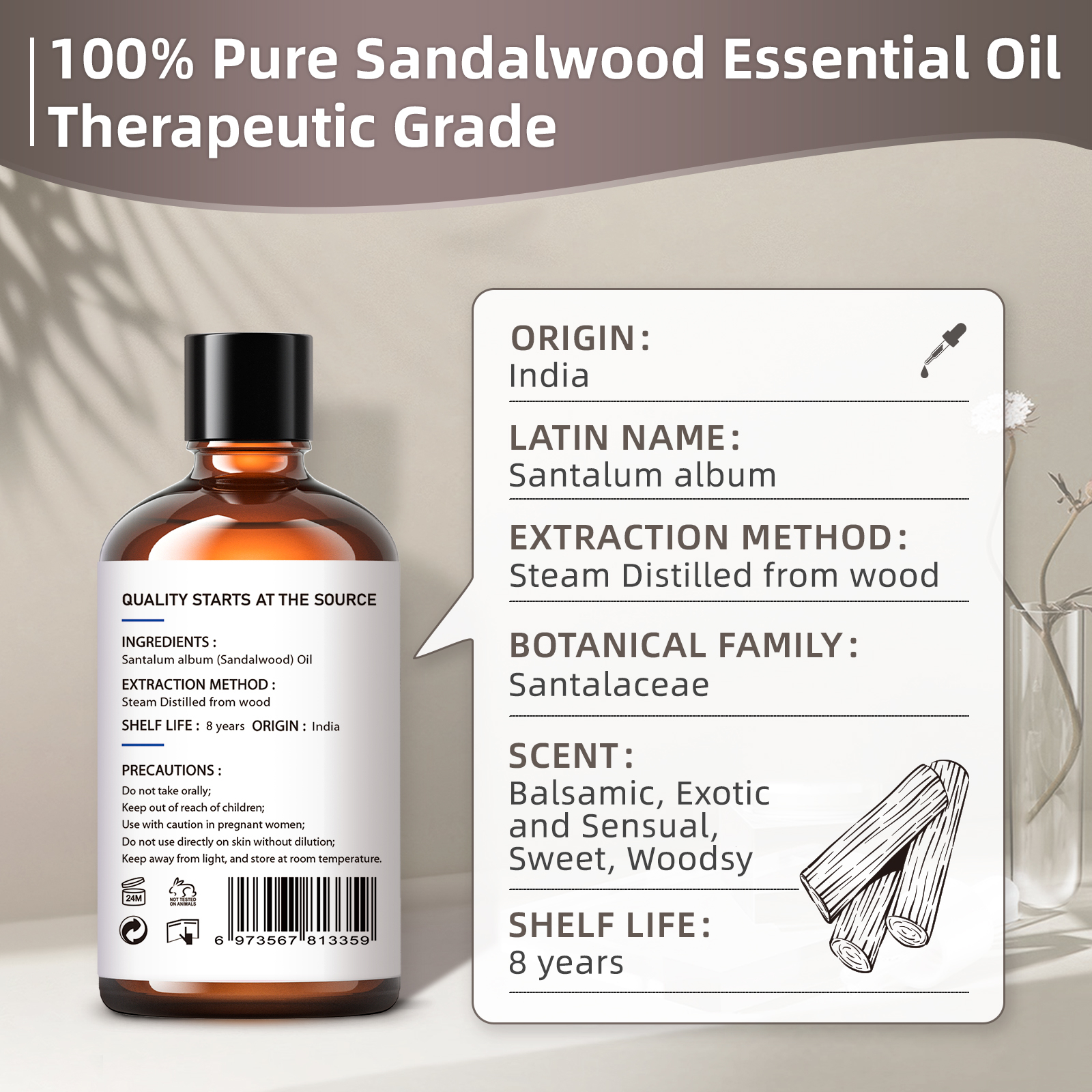 HIQILI 100ML Sandalwood Essent - огляд і ціна Sandalwood Perfume Oil